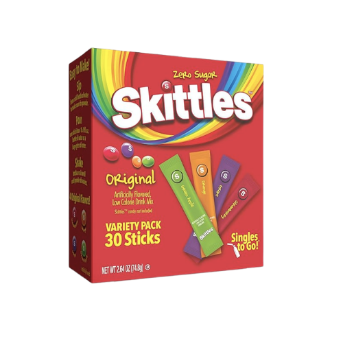 Skittles Singles-To-Go Drink Mix 30 sticks-Sugar Free Flavor Boost for Hydration